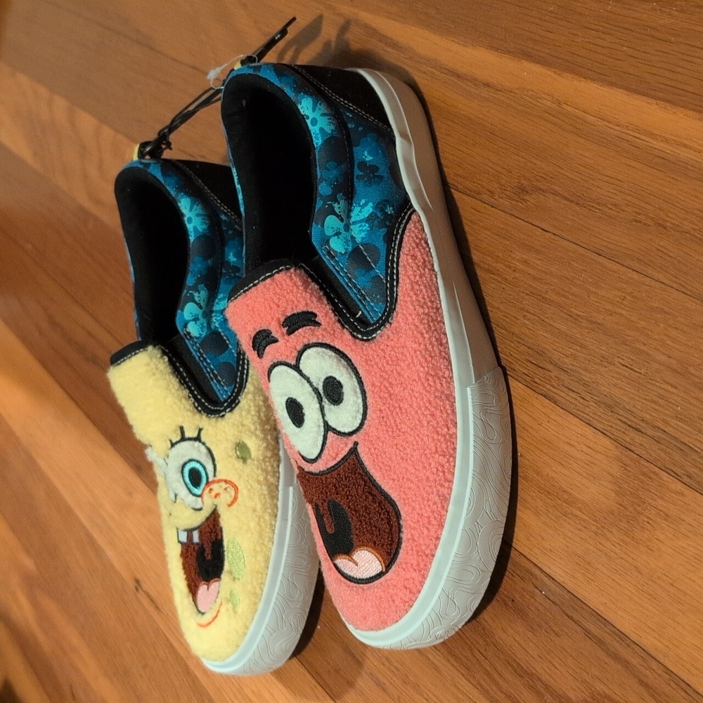 NWT Nickelodeon SpongeBob and Patrick Kids Slip-On Sneakers - Yellow and Pink - Picture 4 of 7
